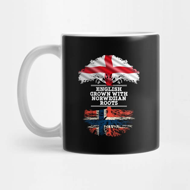 English Grown With Norwegian Roots - Gift for Norwegian With Roots From Norway by Country Flags